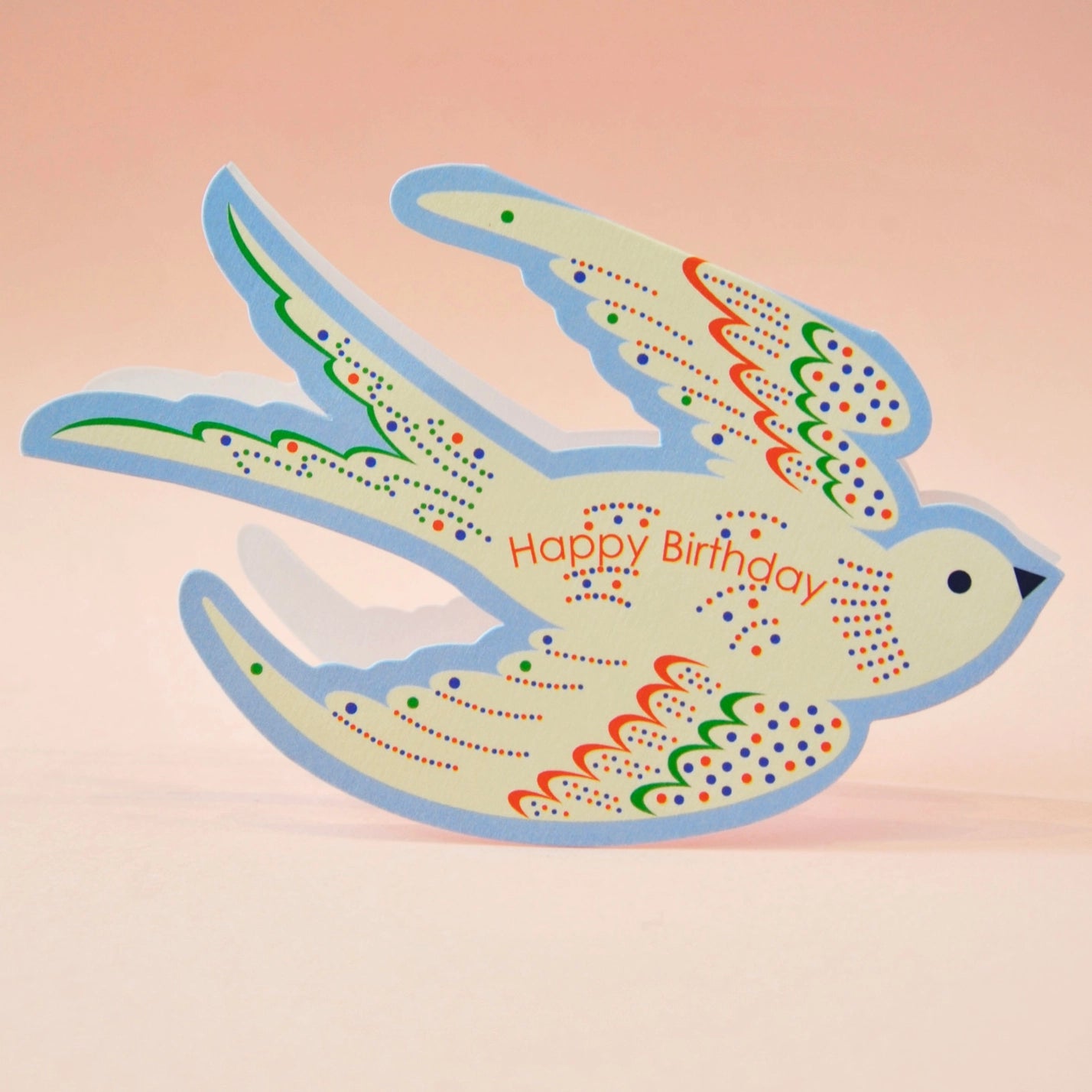 Whimsical Rocking Bird Happy Birthday Die Cut Card