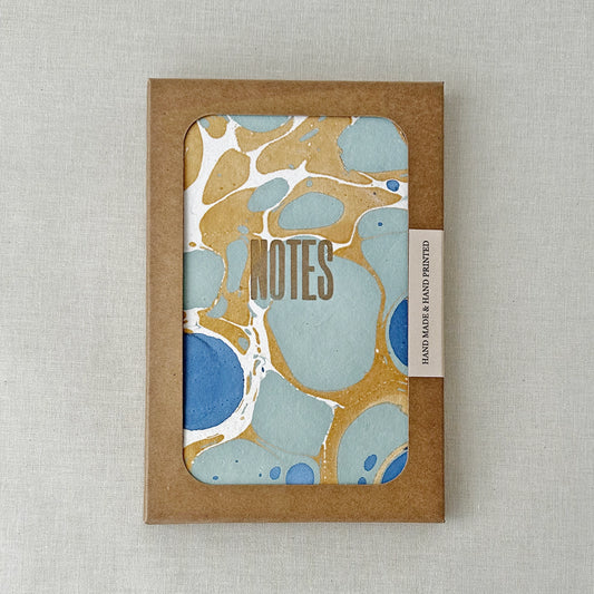 Hand Marbled Notebook in Royal Blue with Multicoloured Pages