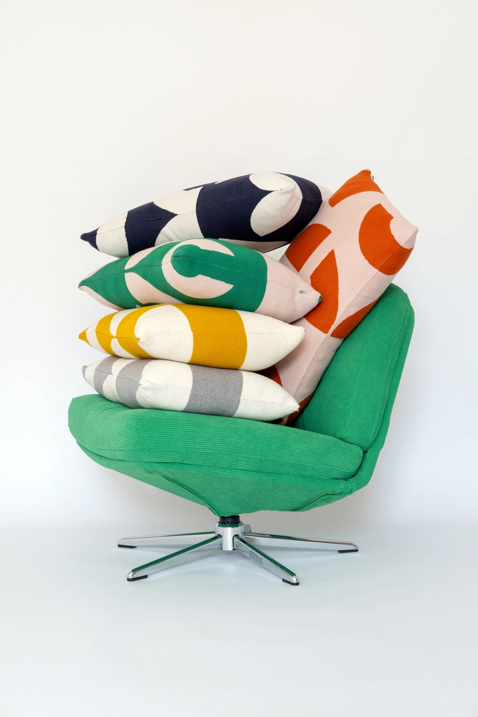 Cotton Knit Throw Cushion - Deko Navy