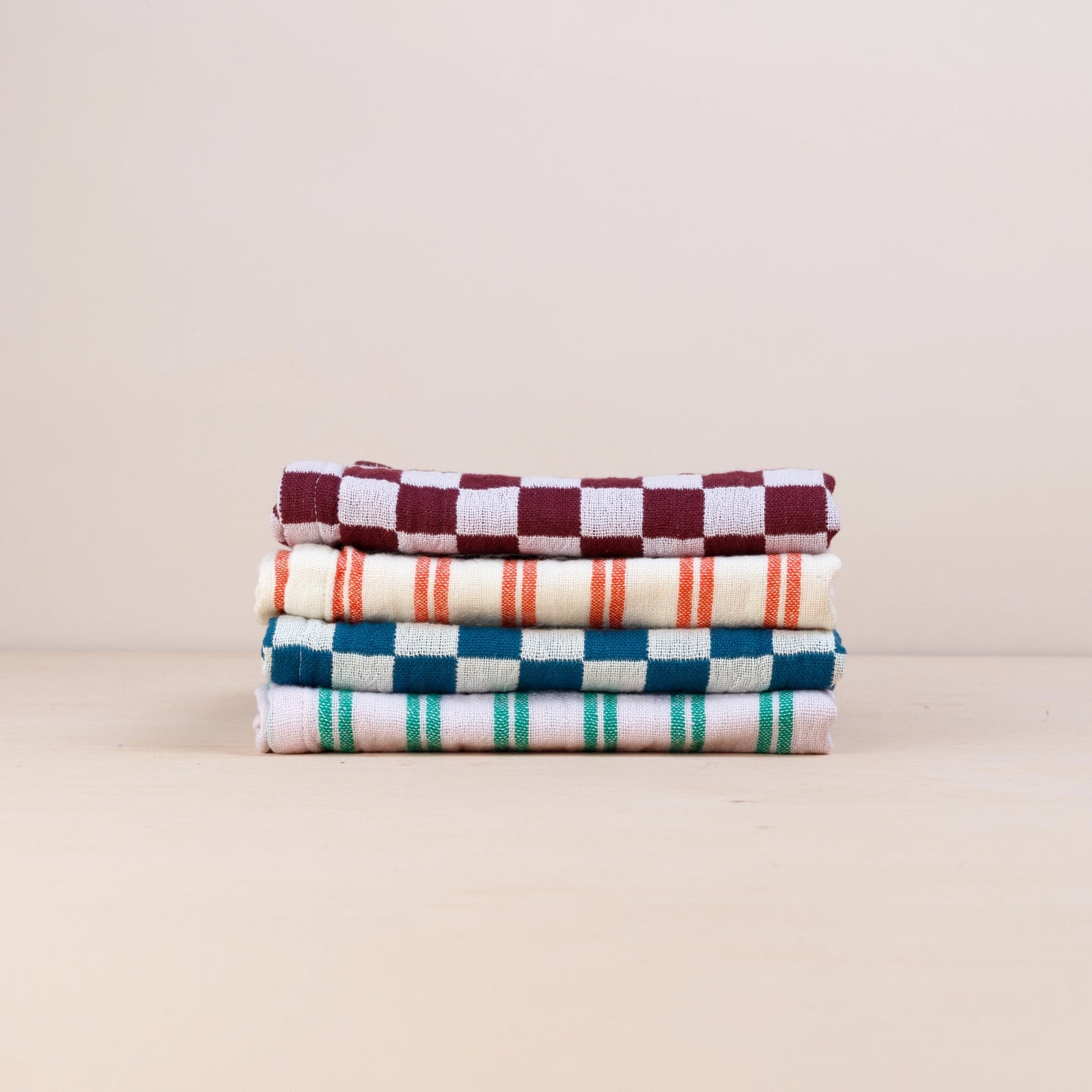 Cotton Hand Towel: Burgundy Check