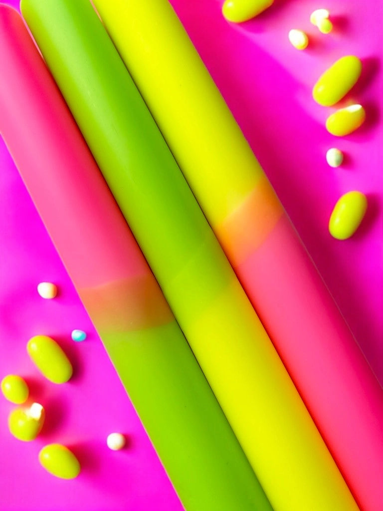 Neon Sugar Dip Dye Dinner Candles Trio
