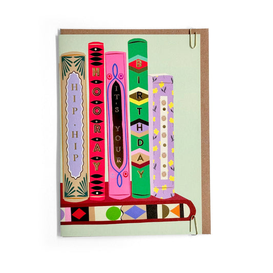 Decorative Book Library Foiled Birthday Greeting Card
