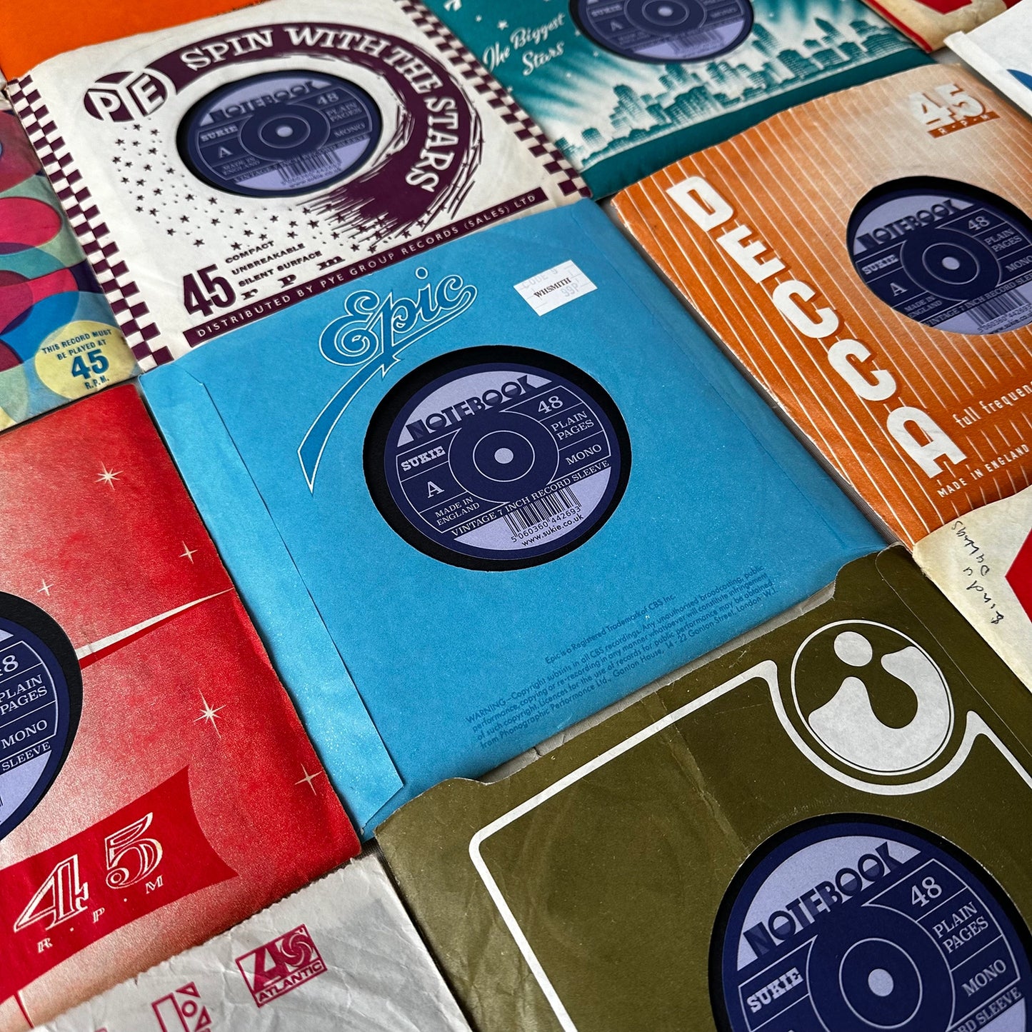 Record Sleeve Notebook with an original 7" vintage record sleeve.