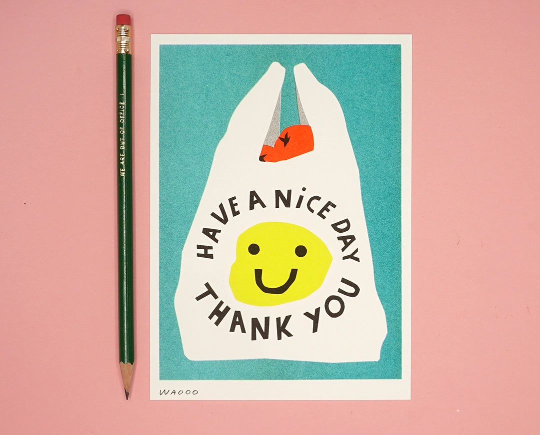 A Thank You Have A Nice Day Shopping Bag Risograph Print
