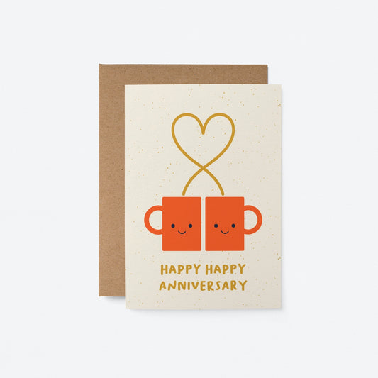 Happy Happy Anniversary Mugs Card