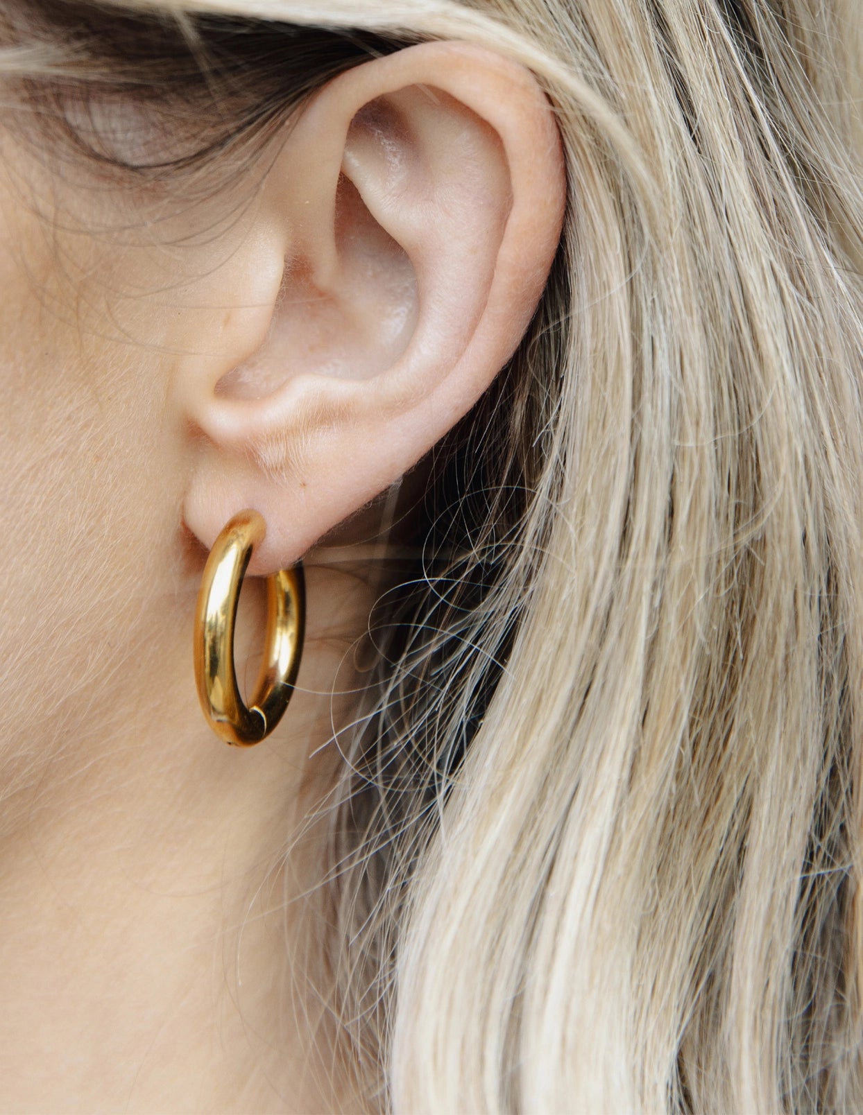 Gold Bold Hoop Earrings, Waterproof