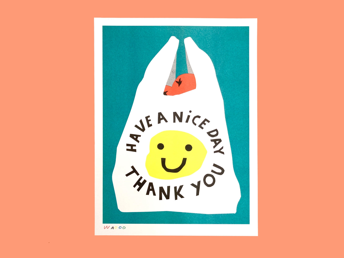 A Risograph Print of A Shopping Bag - Have a Nice Day