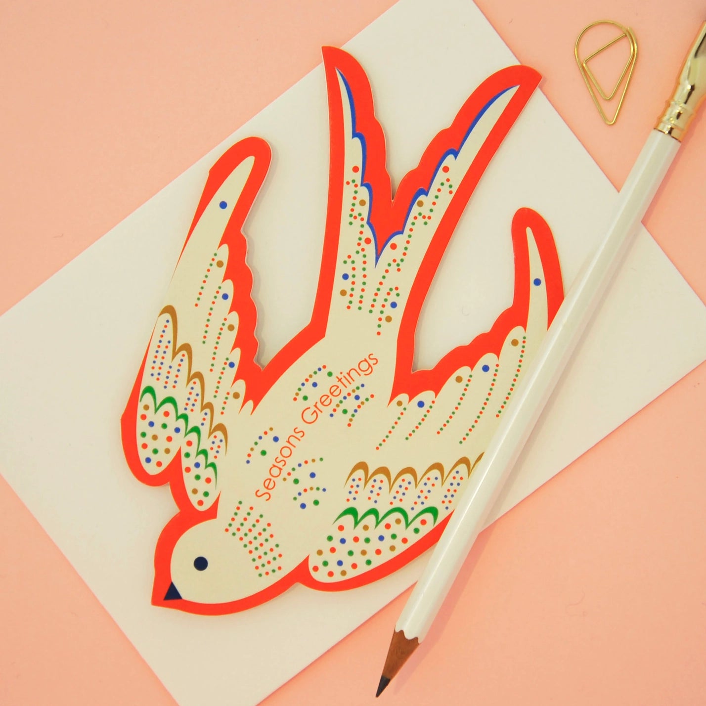 Whimsical Rocking Bird Seasons Greetings Die Cut Card