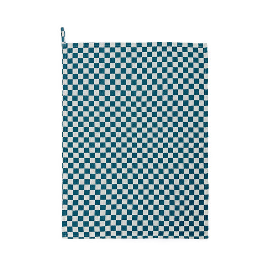 Cotton Hand Towel: Teal Check