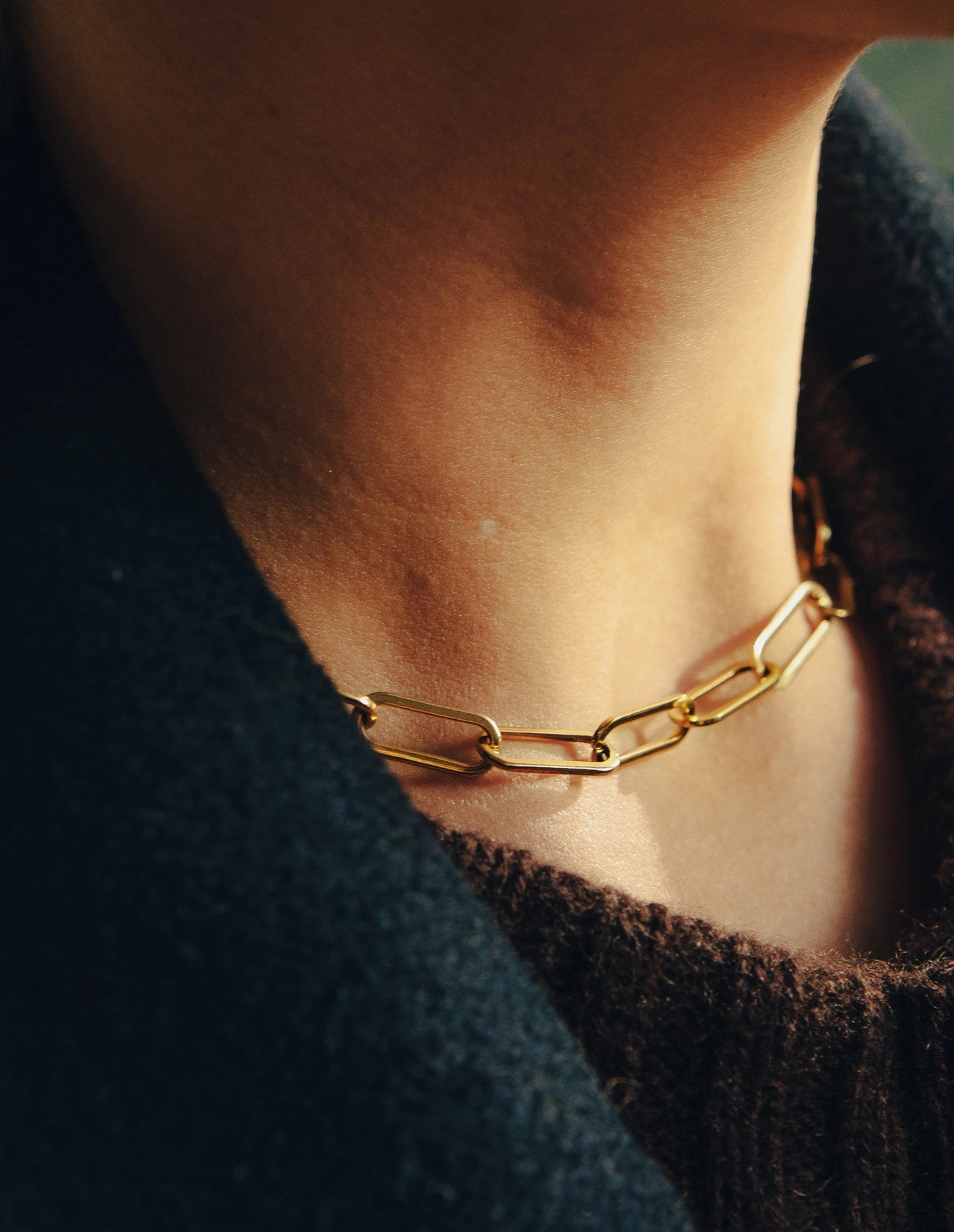 Chunky Chain Link Necklace in Gold