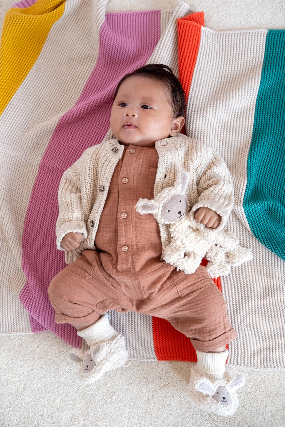Cotton Knit Baby Comforter Cuddle Cloth - Sheep