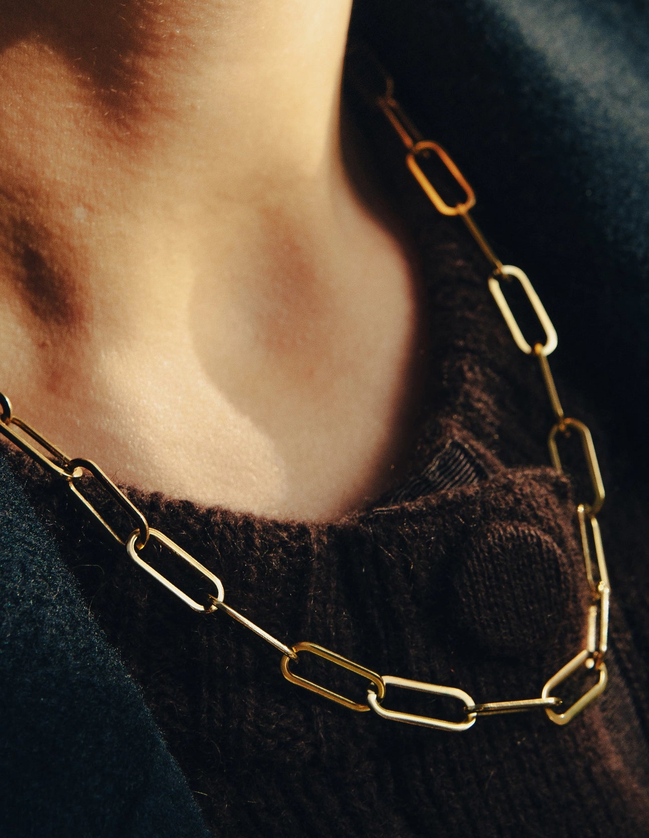 Chunky Chain Link Necklace in Gold