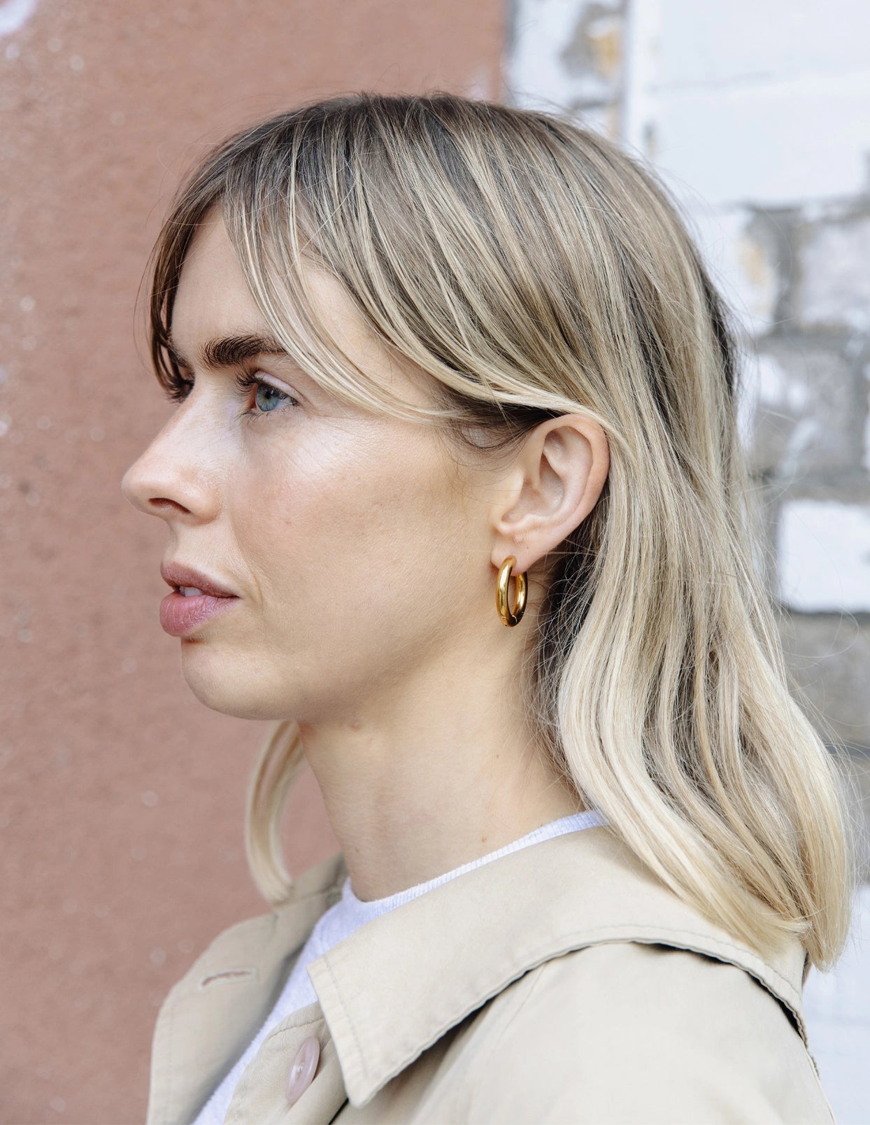 Gold Bold Hoop Earrings, Waterproof