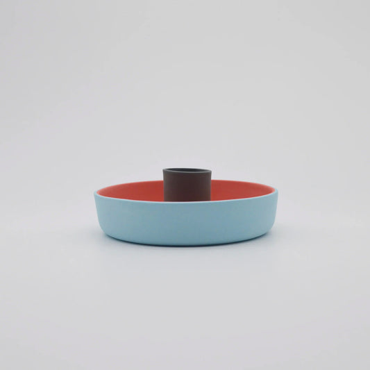 Candle Holder in Blue/Pink/Grey