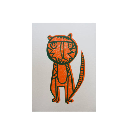 Little Tiger Collagraph Print