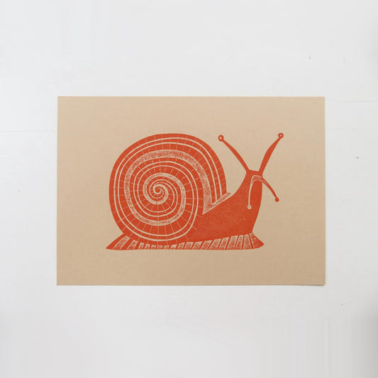 Snail Collagraph Print in Rust