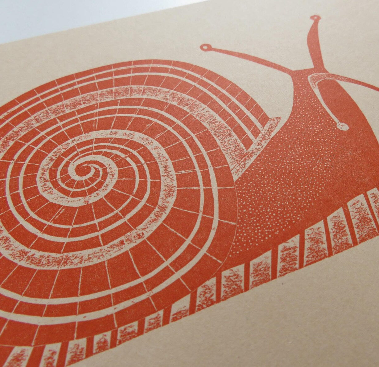 Snail Collagraph Print in Rust