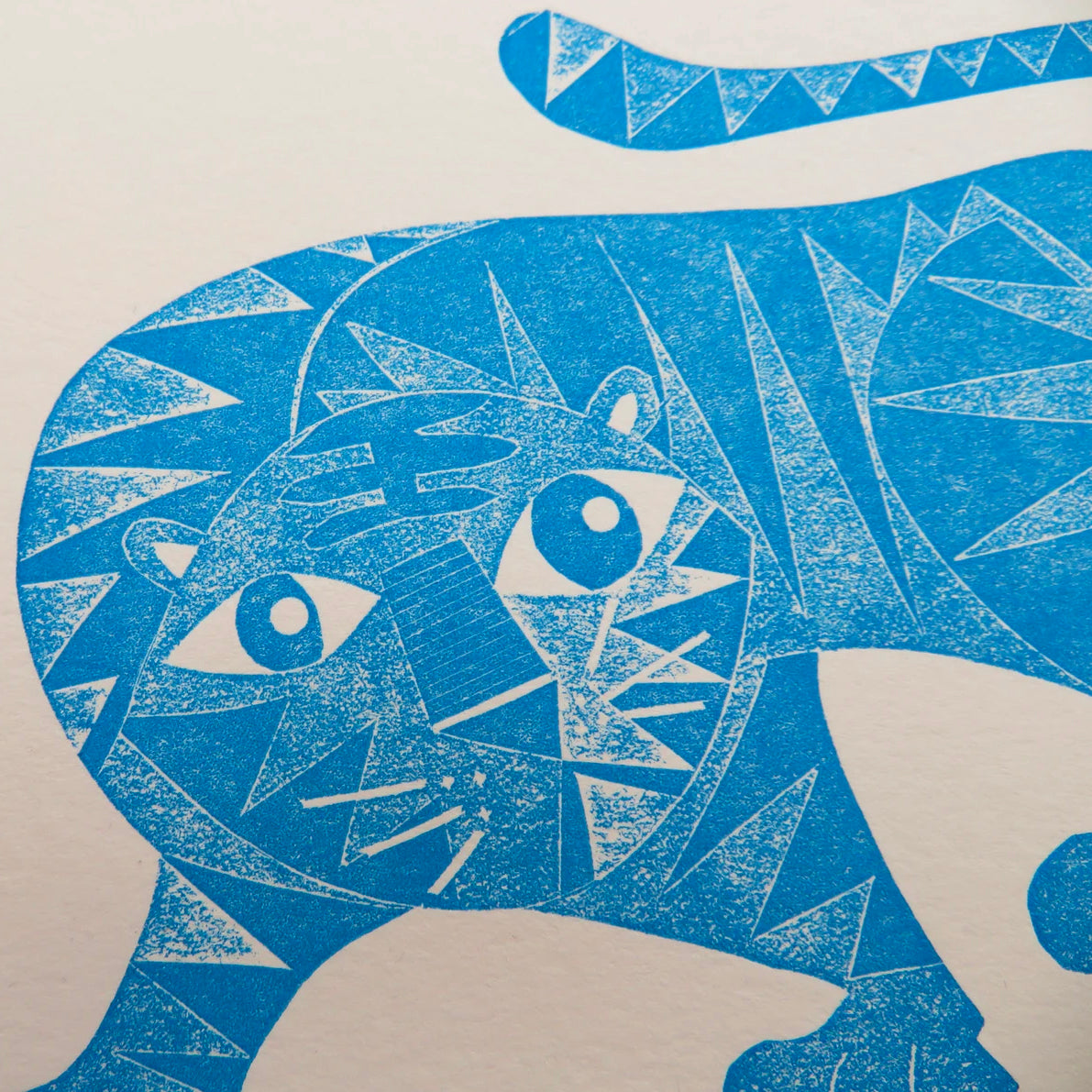 Blue Tiger Collagraph Print
