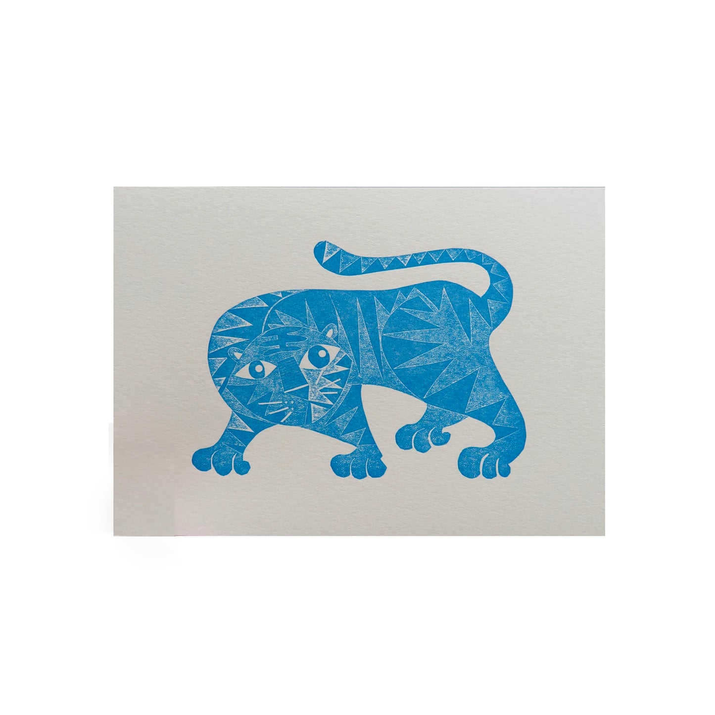 Blue Tiger Collagraph Print