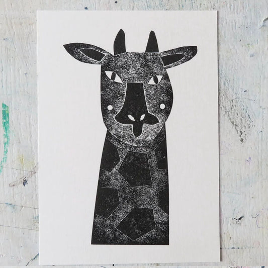 Giraffe A6 Collagraph Print