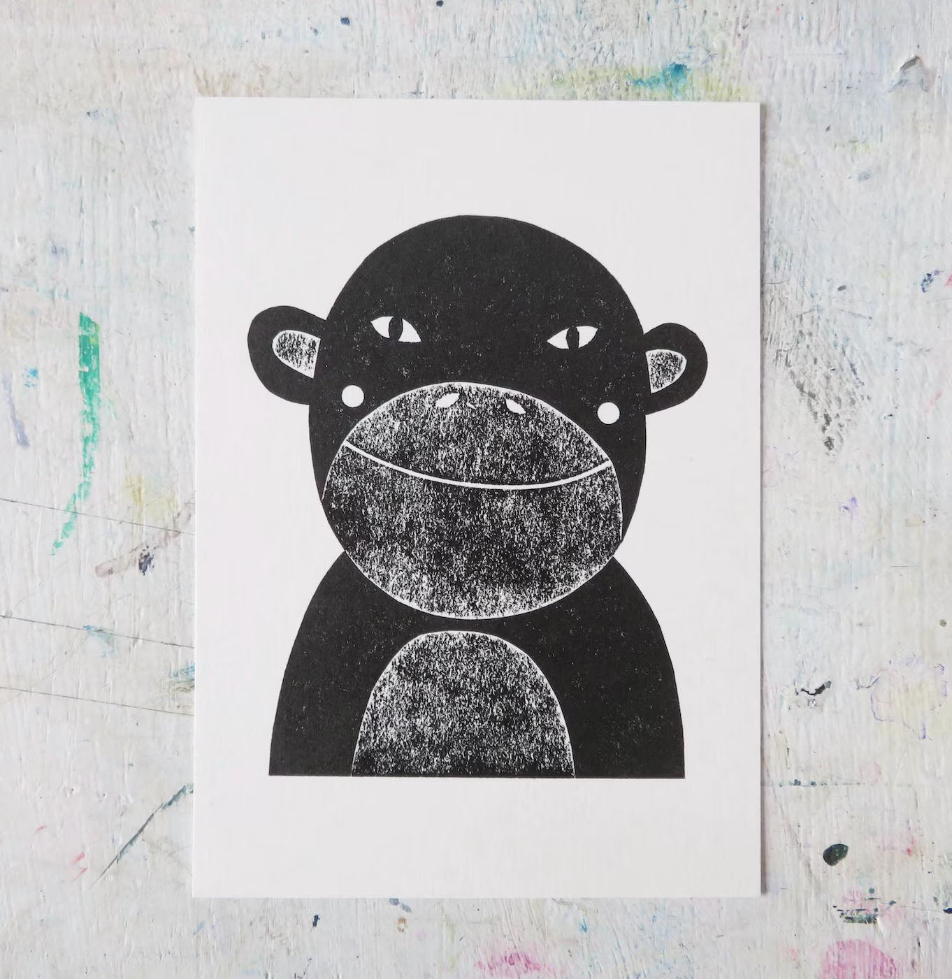 Monkey A6 Collagraph Print