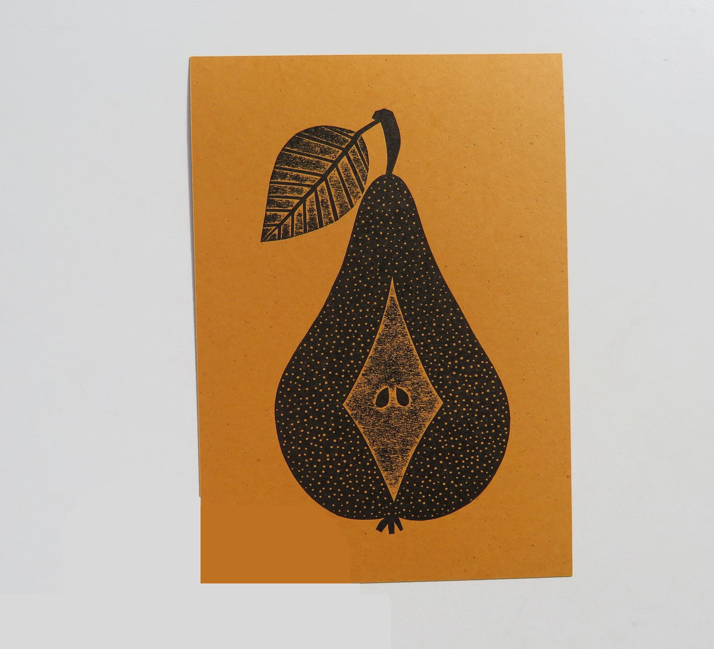 Black Pear Collagraph Print