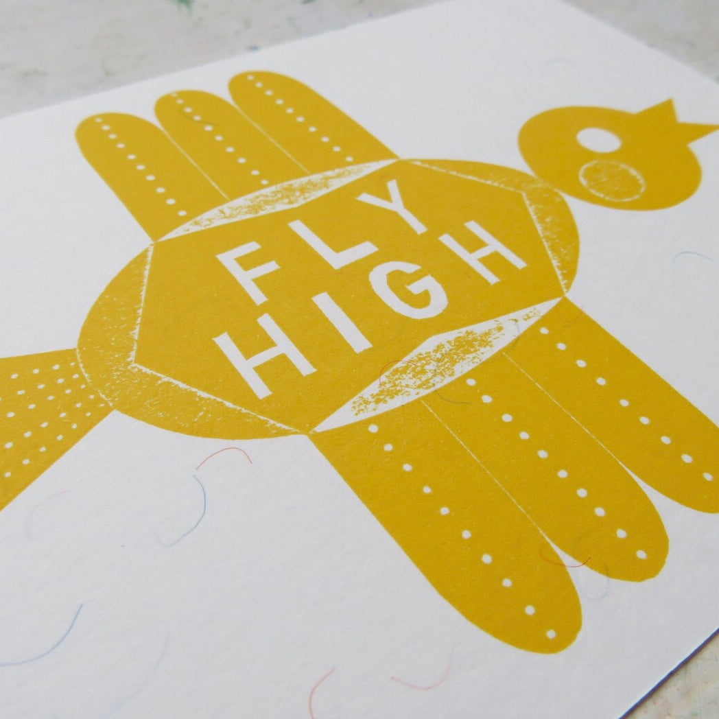 Fly High Bird Collagraph Print