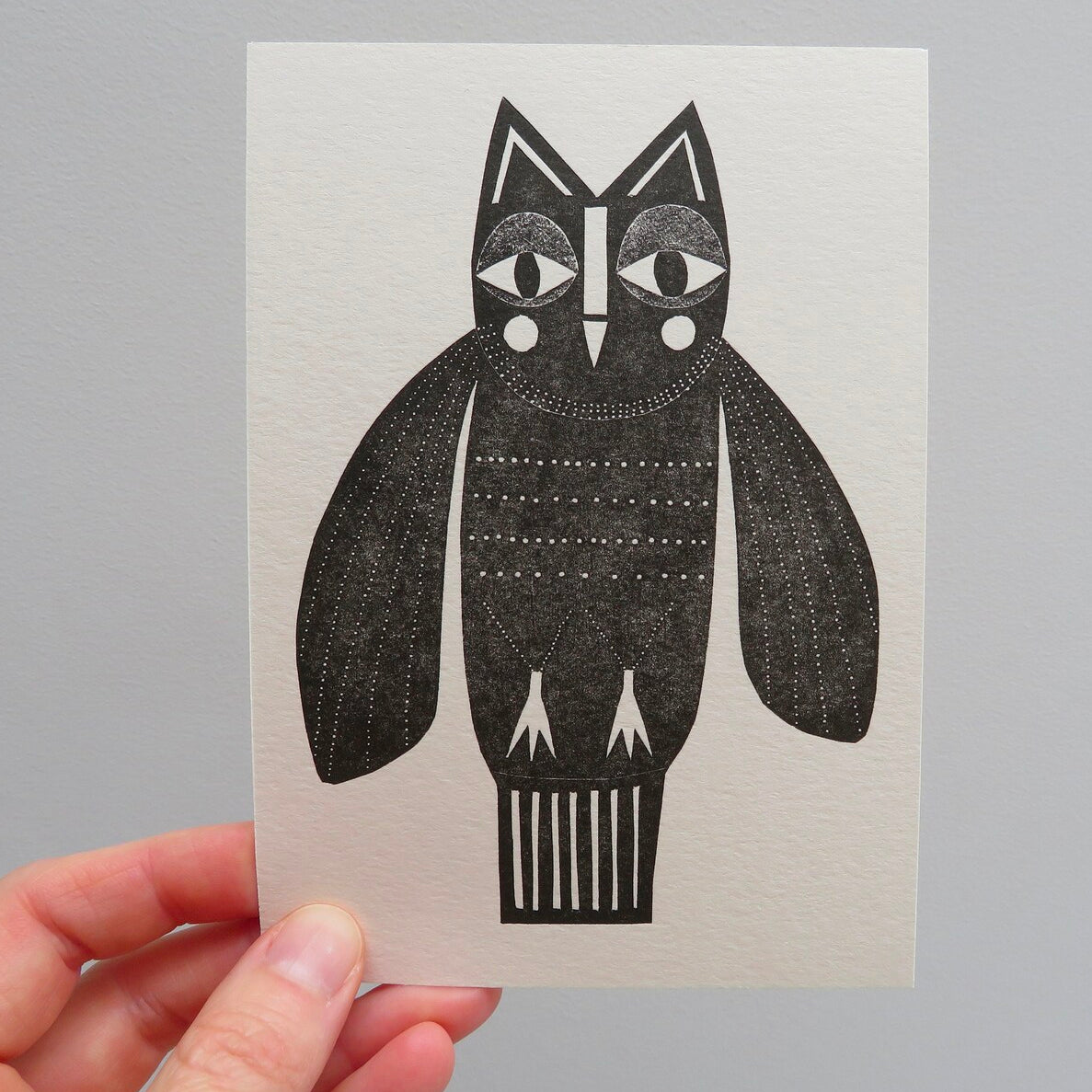 Folk Owl Collagraph Print