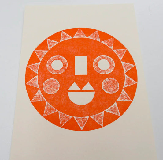 Folk Sun Collagraph Print