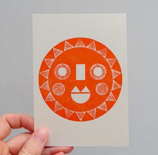 Folk Sun Collagraph Print