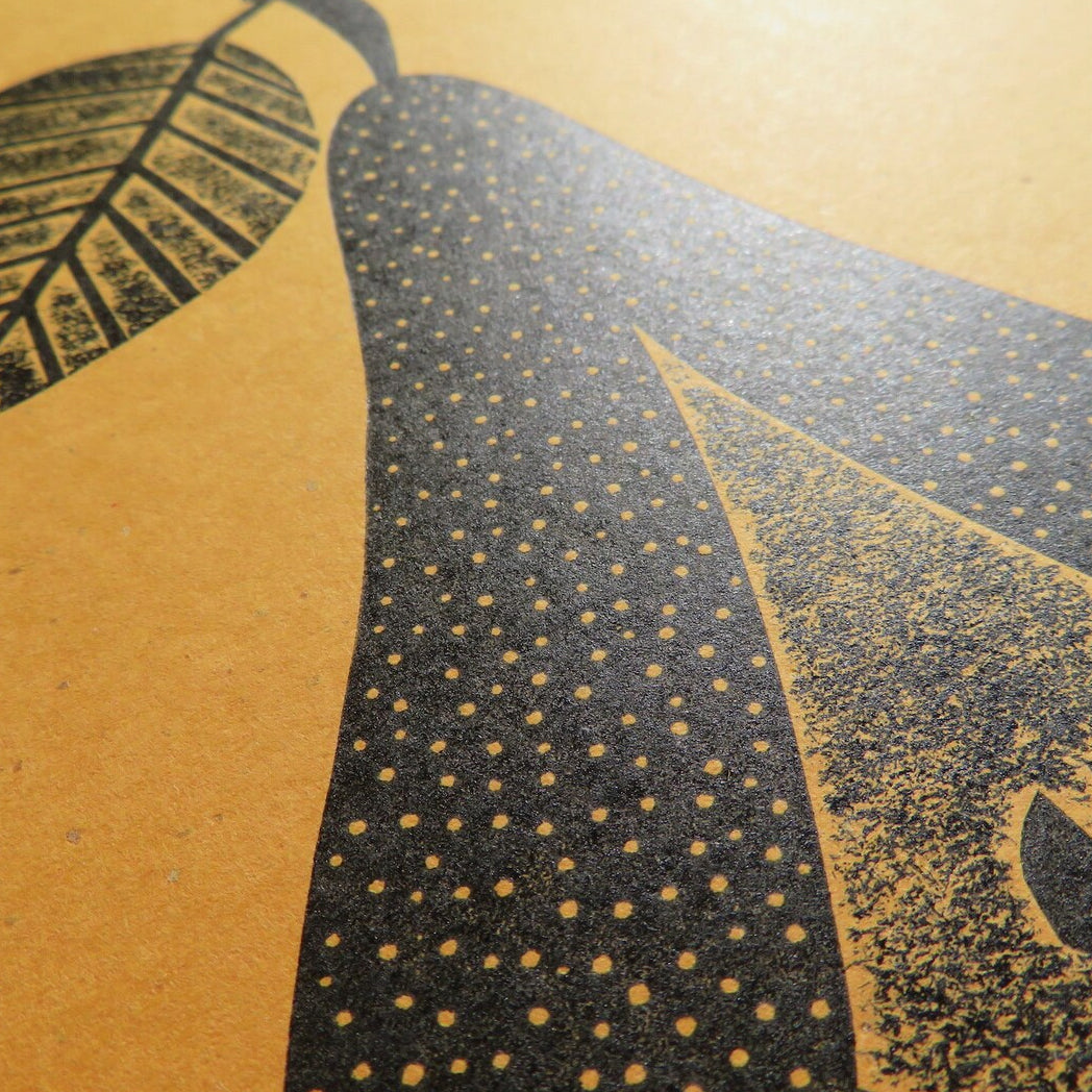 Black Pear Collagraph Print