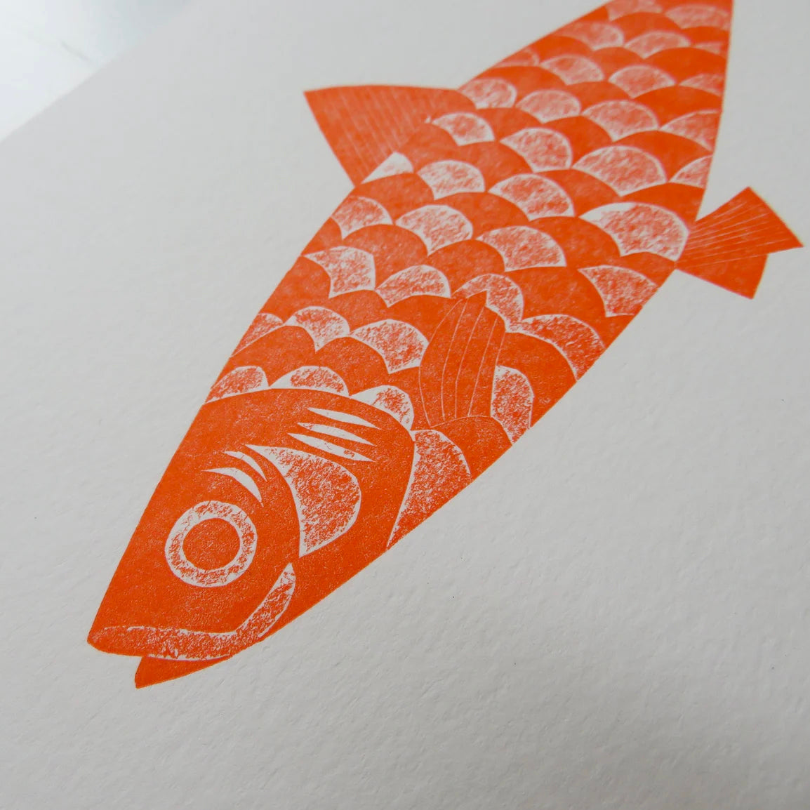 Orange Sardine Collagraph Print
