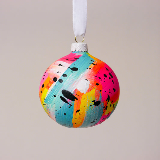 Limited Edition Hand Painted Bauble in Neon Brights