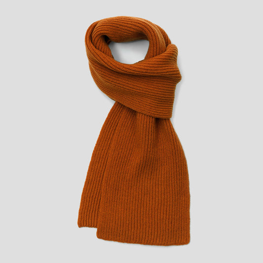 Lambswool Fisherman’s Rib Scarf in Sienna