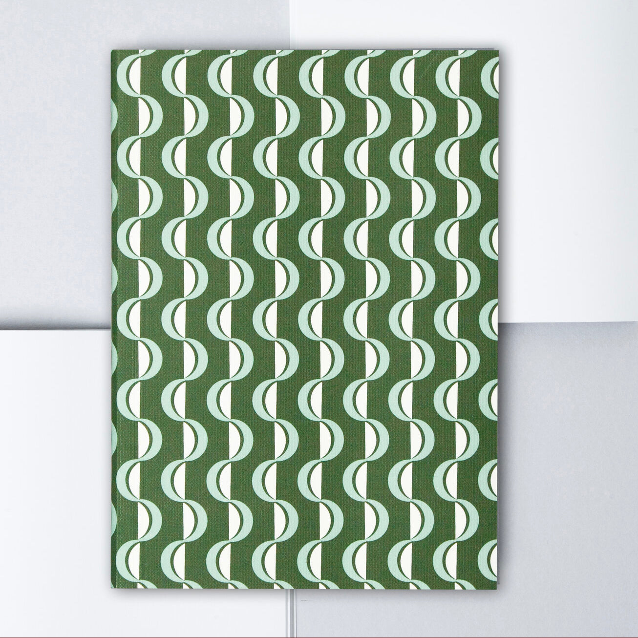 A5 Layflat Notebook Plain Pages - Wave Forest Green / Blue