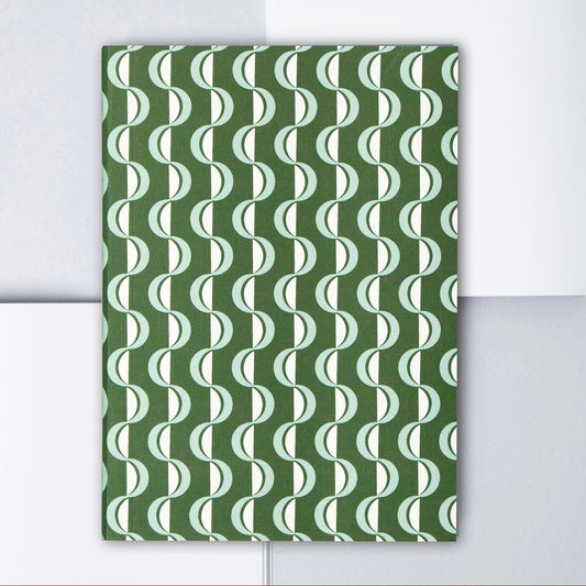 A5 Layflat Notebook Ruled Pages - Wave Forest Green / Blue