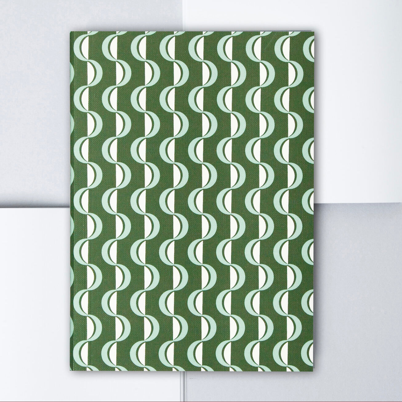 A5 Layflat Notebook Ruled Pages - Wave Forest Green / Blue