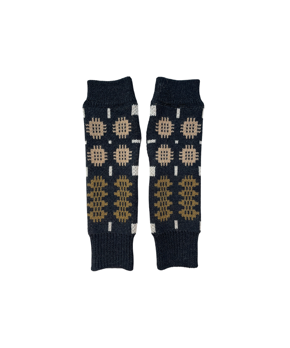 Carthen Merino Fingerless Mittens - Soot / Fields