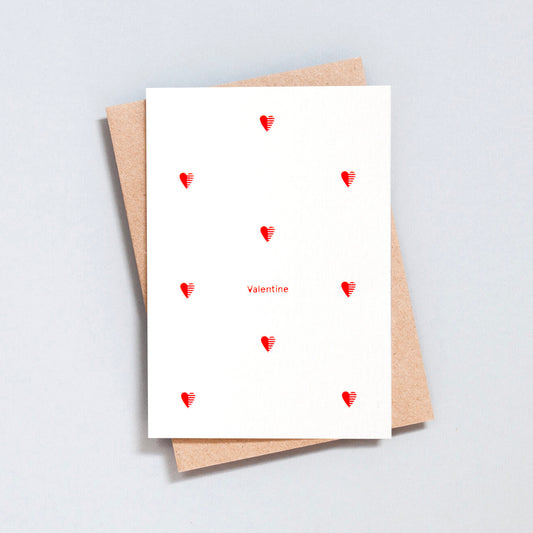 Foil Blocked Valentine Motif Card - Red on Cotton White