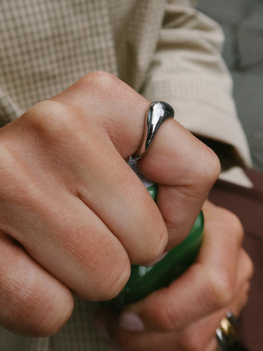 Silver Waved Dome Ring in Silver