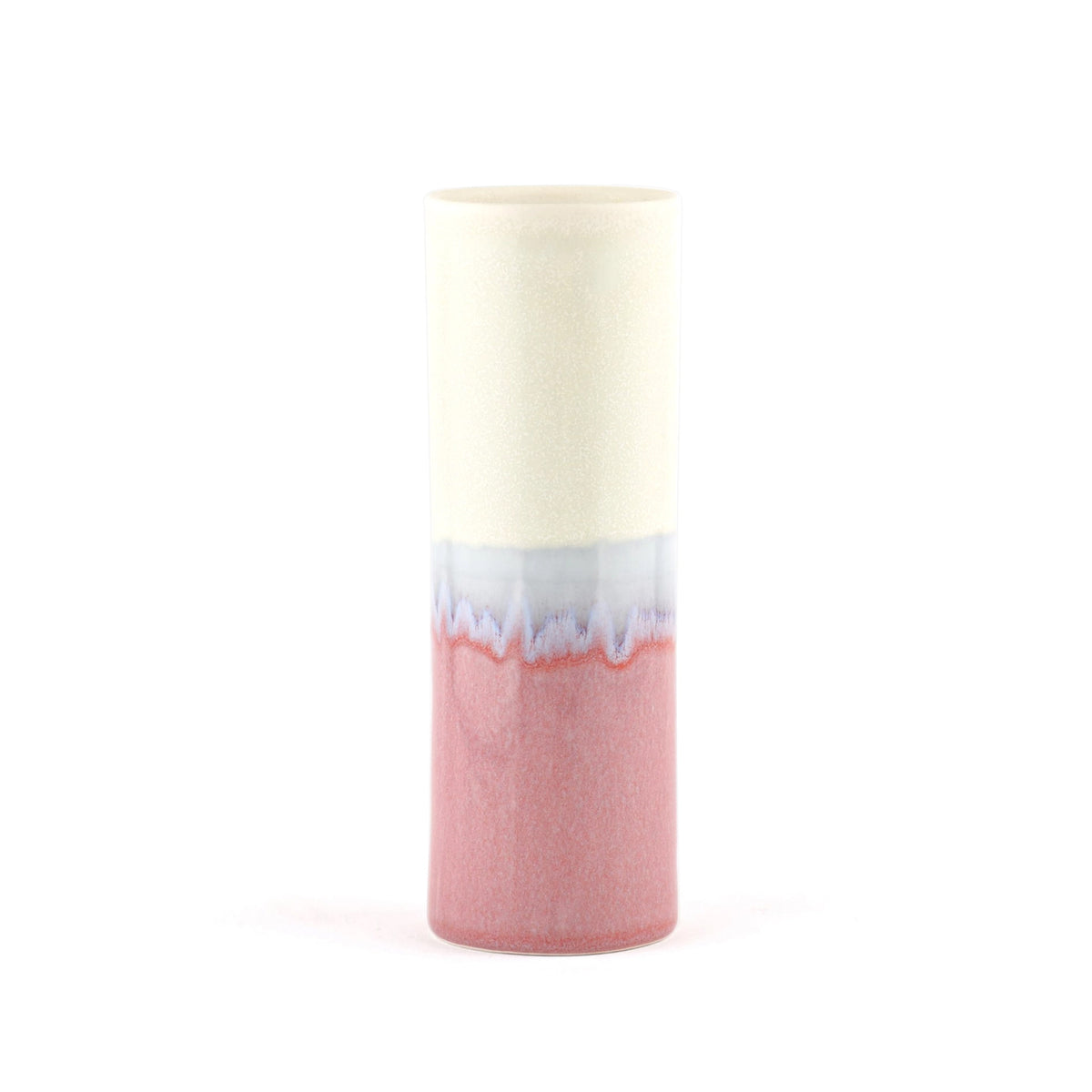 Cylinder Vase in White and Pink