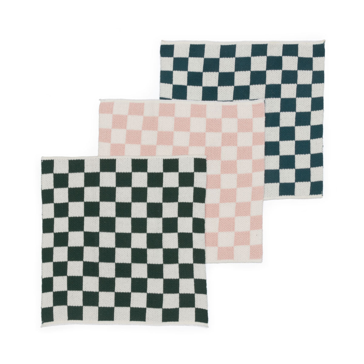 Cotton Knit Dishcloths - Ink Check