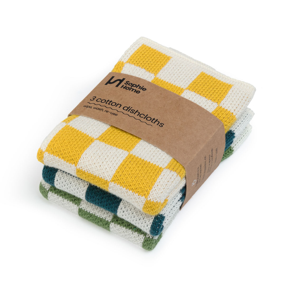 Cotton Knit Dishcloths - Citrus Check