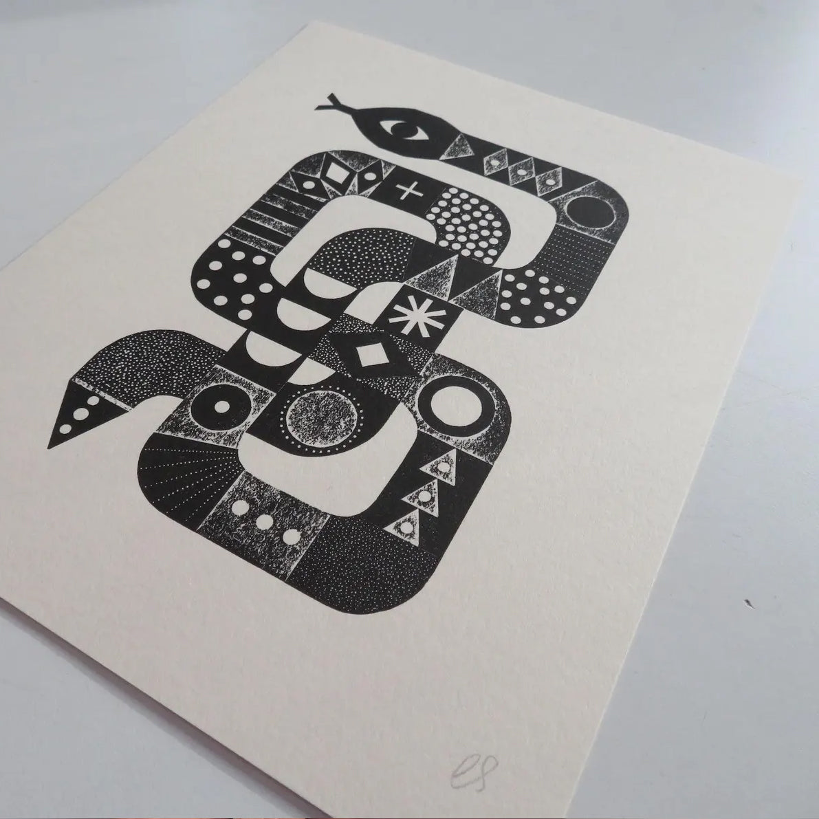 Snake Collagraph Print