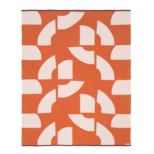 Cotton Knit Throw Blanket: Deko Orange