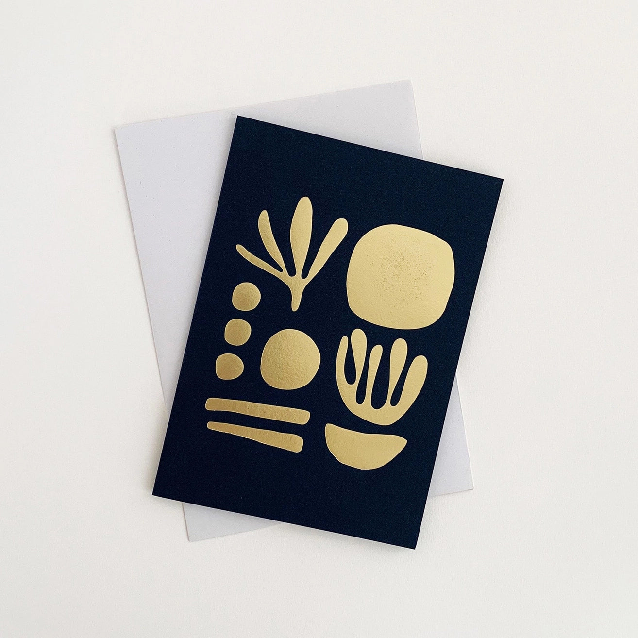 Seaweed Brass & Navy Greetings Card