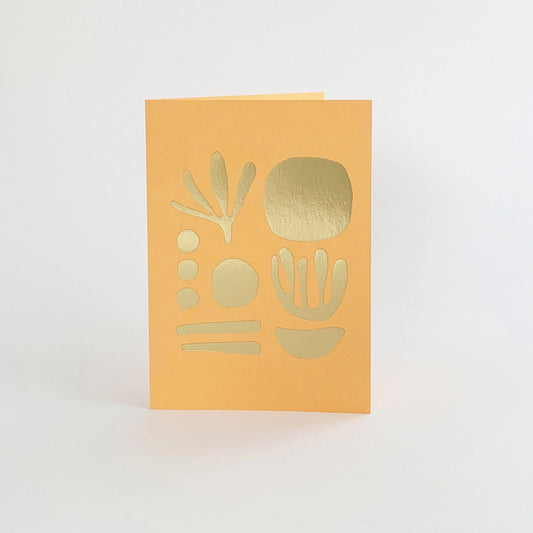 Seaweed Brass & Peach Greetings Card