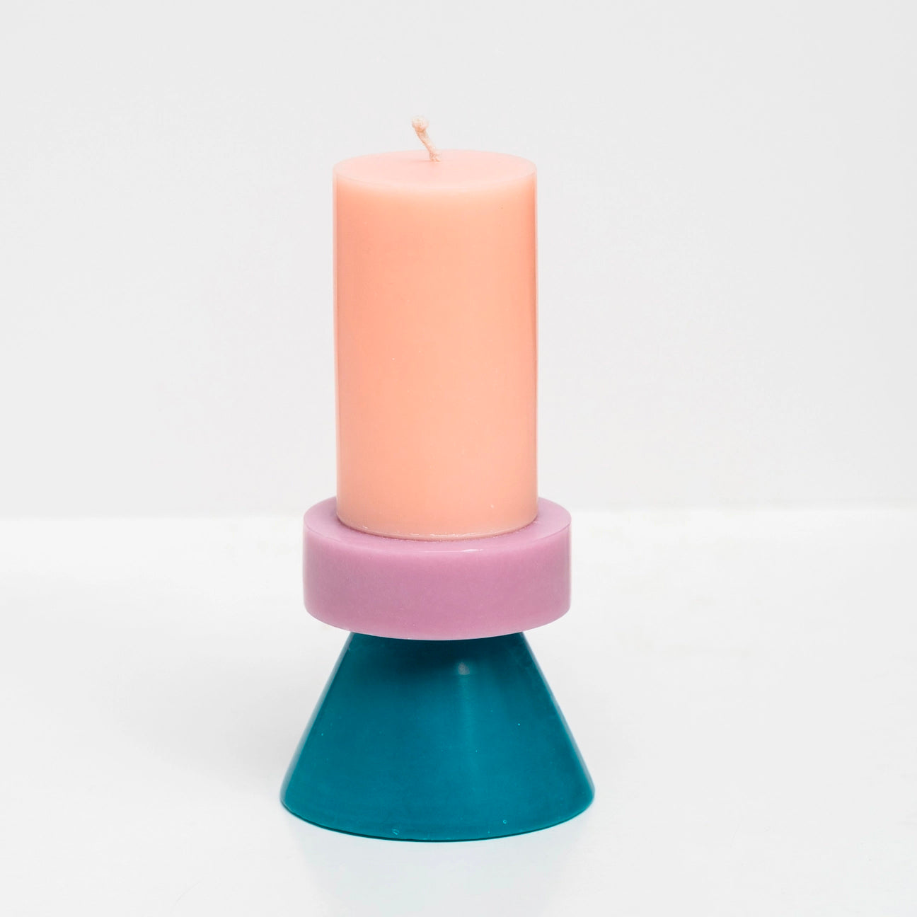 Tall Stack Candle  Colour - Blush/Pastel Purple/Teal