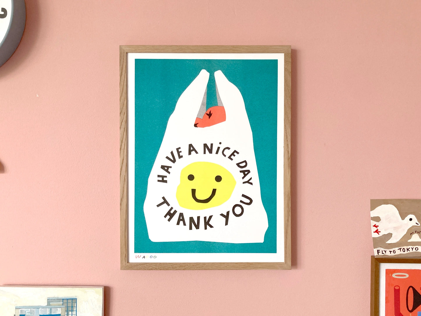A Risograph Print of A Shopping Bag - Have a Nice Day