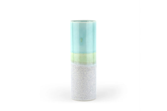 Cylinder Vase in Pale Aqua & Blue Speckle